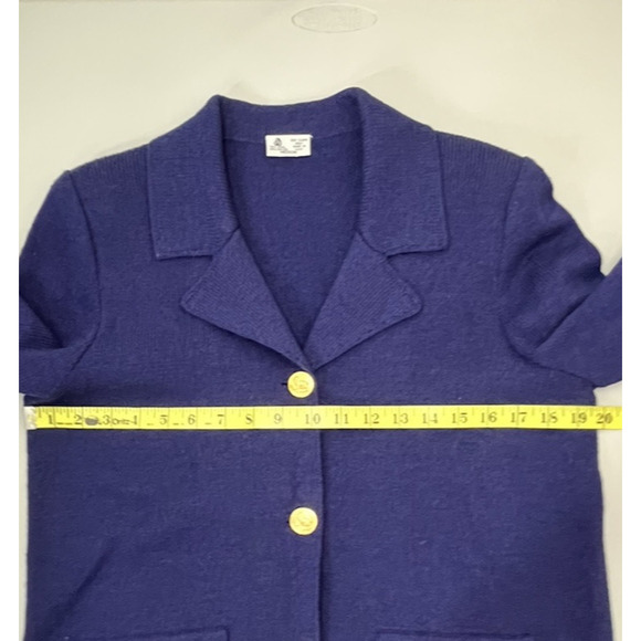 Vintage Wool Blend Cardigan Sweater Blazer Women M Gold Buttons Old Money Preppy - Picture 7 of 12